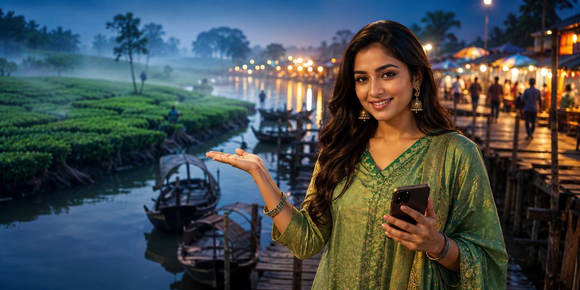 খুলনায় চা বাগানের পাশে মোবাইলে 439 রেজিস্ট্রেশন করছেন একজন ব্যবহারকারী